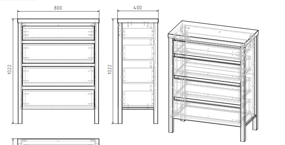 Kommode 80x40x100cm