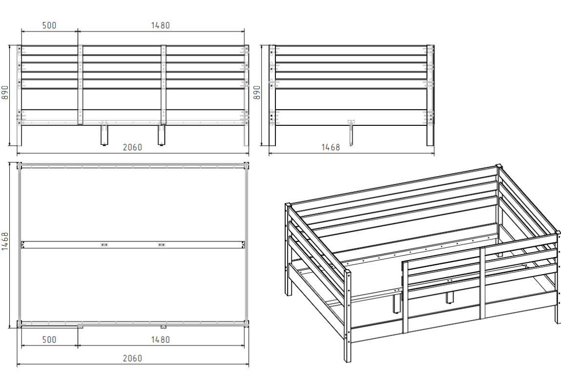 Bett 140x200 Massivholz ohne Rollrost