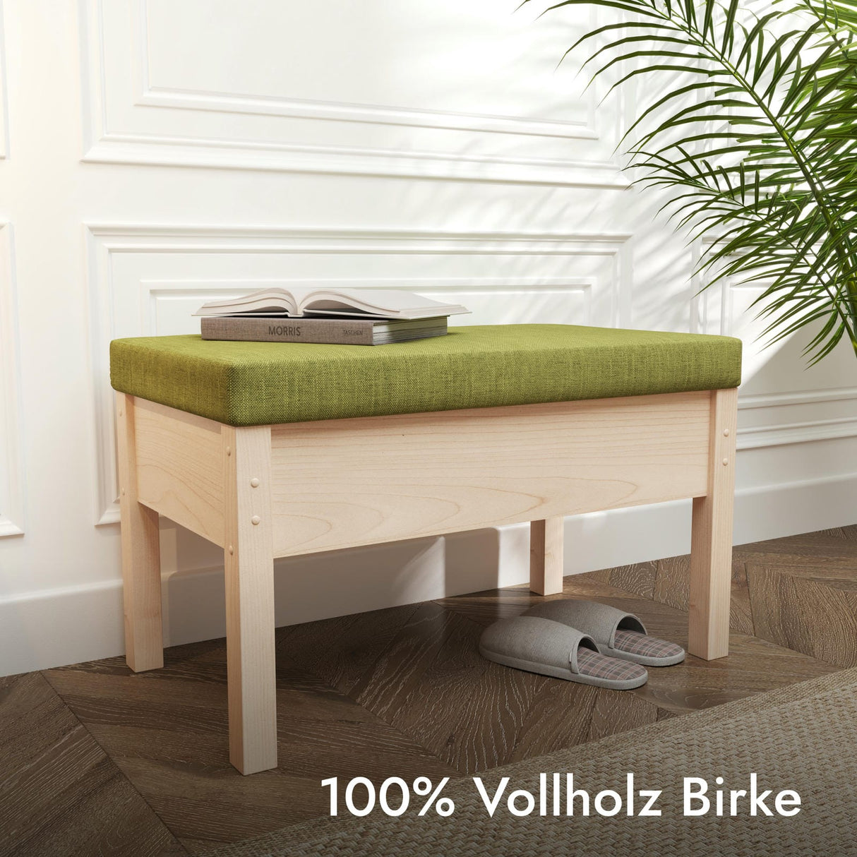 Sitzbank mit Stauraum aus massivem Birkenholz