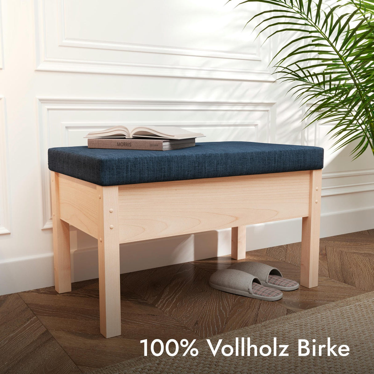 Sitzbank mit Stauraum aus massivem Birkenholz