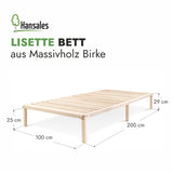 Futonbett aus Massivholz Birke 100x200