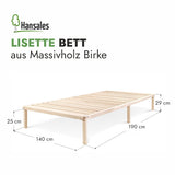 Futonbett aus Massivholz Birke 140x190