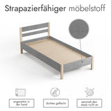 Holzbett mit Stoffbezug Farbe Grau 90x200 cm