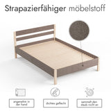 Holzbett mit Stoffbezug Farbe Braun 140x200 cm