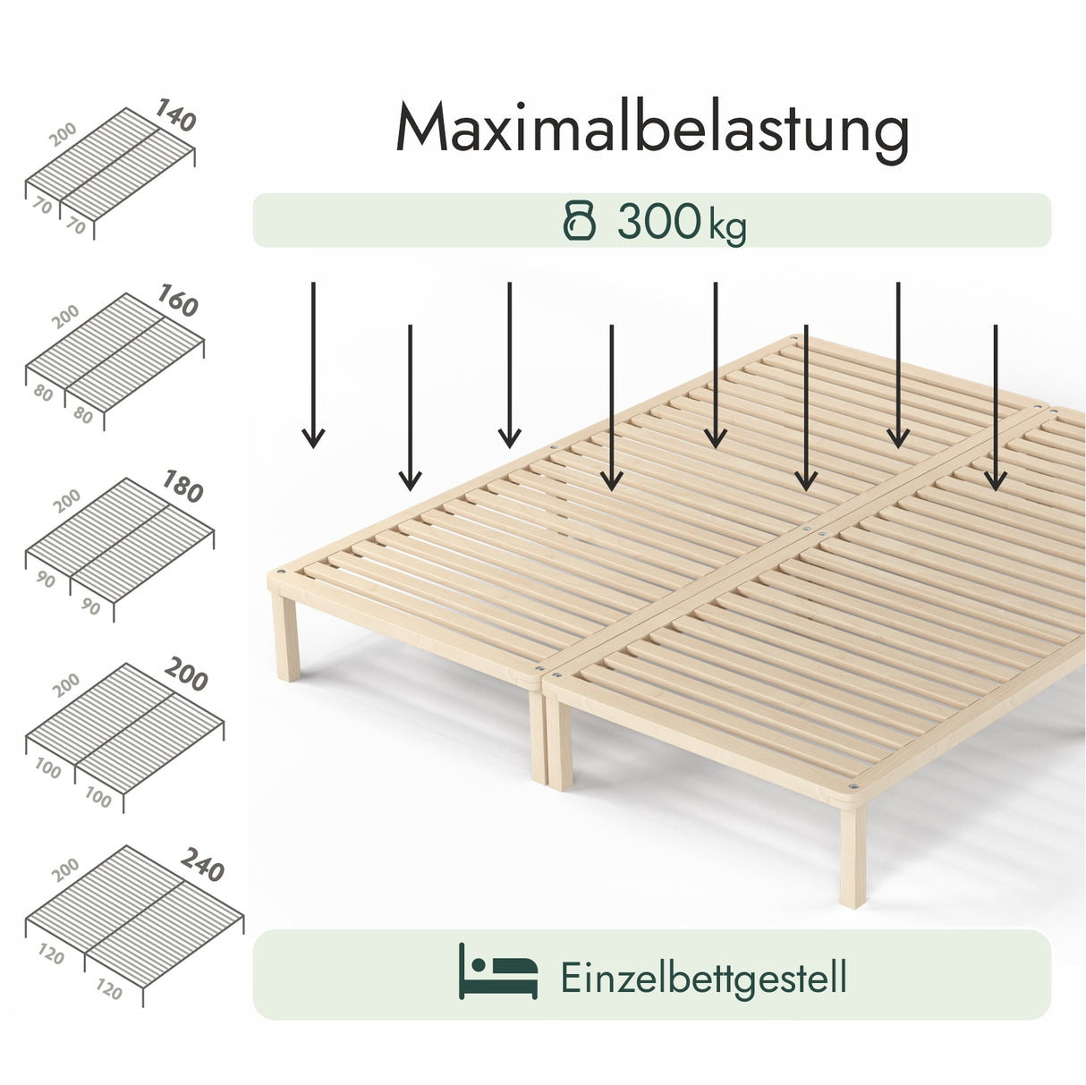 Futonbett aus Massivholz Birke 90x200