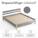 Holzbett mit Stoffbezug Farbe Grau 200x200 cm