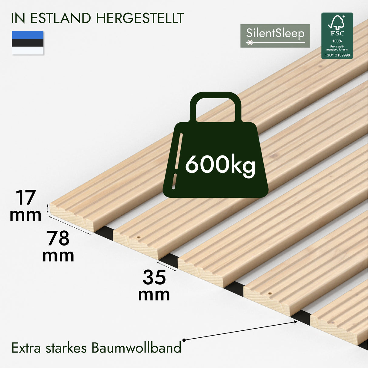 Rollrost aus massivem Nadelholz 140x200