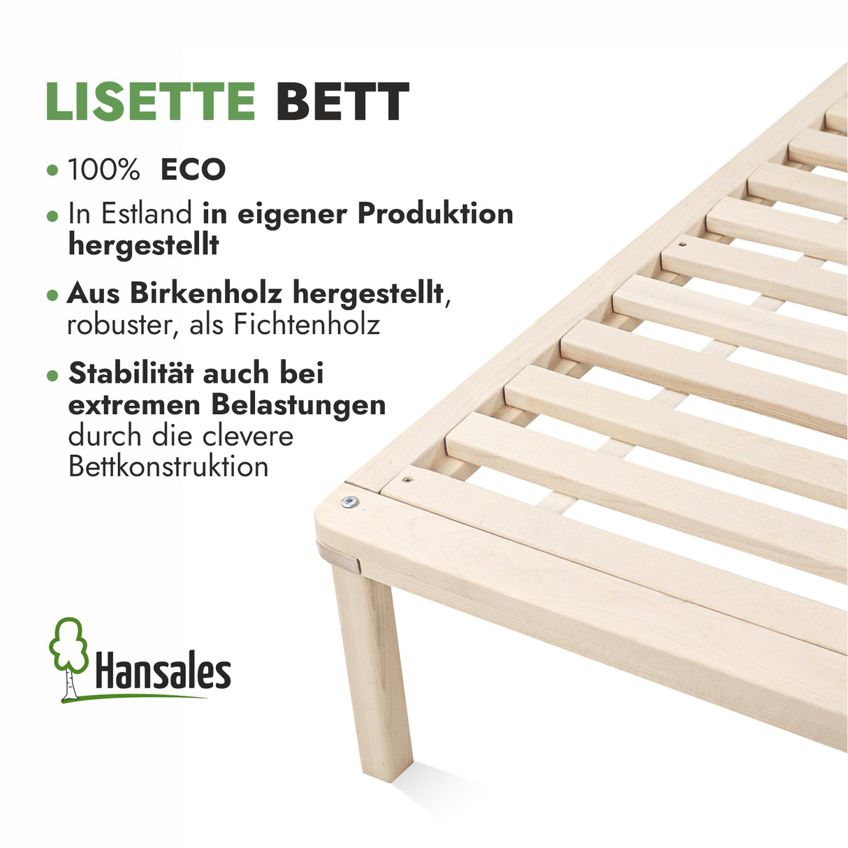 Futonbett aus Massivholz Birke 140x190