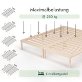 Futonbett aus massivem Kiefernholz 80x200