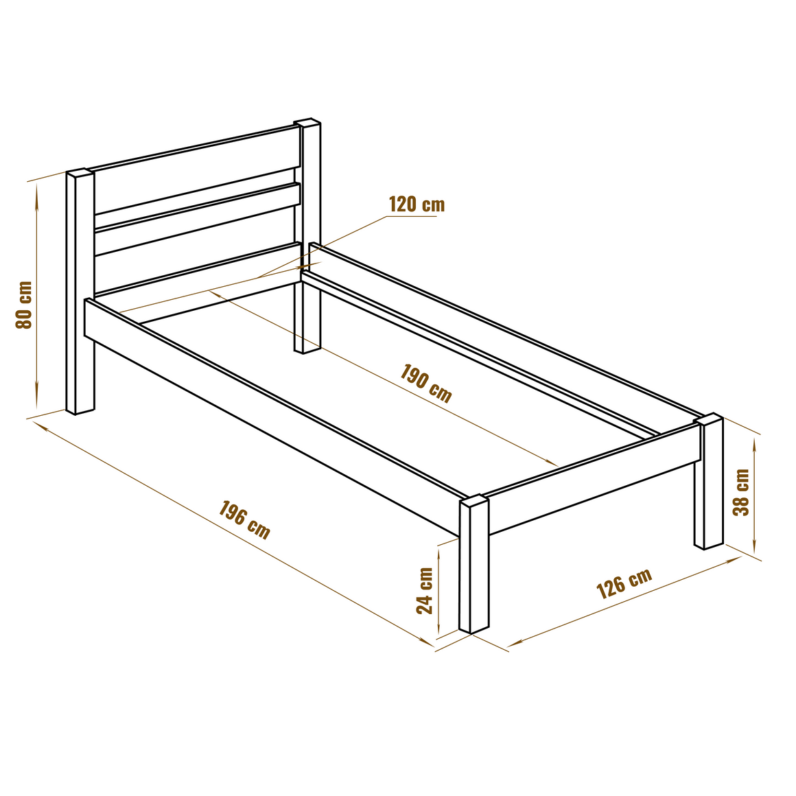 Holz Bett 120x190