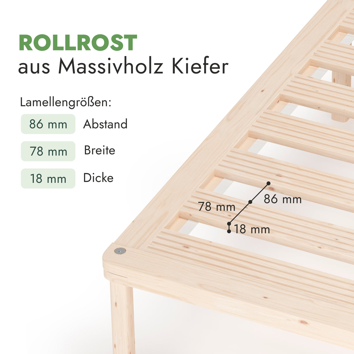 Futonbett aus massivem Kiefernholz 90x200