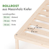 Futonbett aus massivem Kiefernholz 100x190