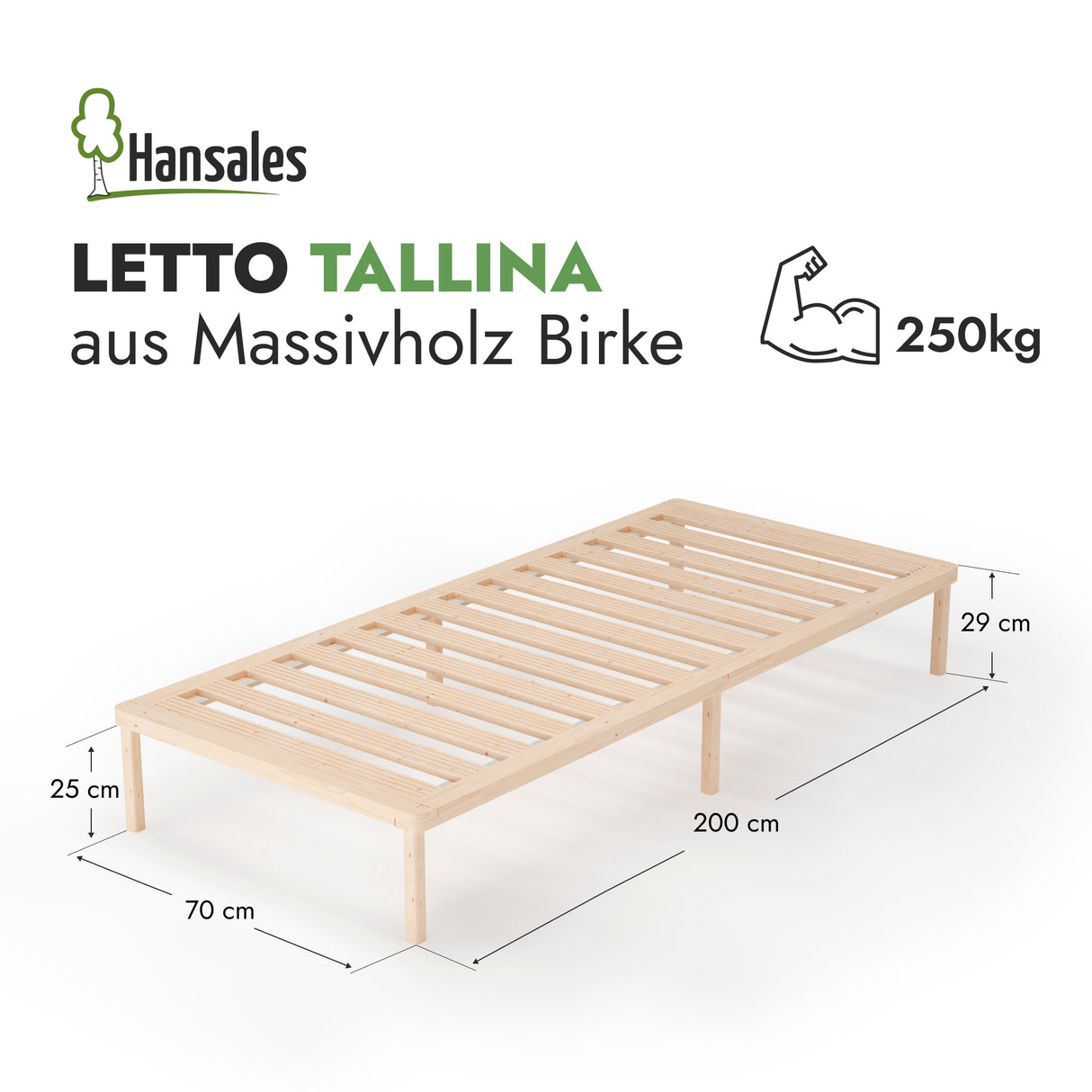 Futonbett aus massivem Kiefernholz 90x200