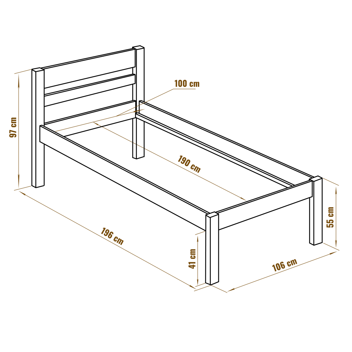 Seniorenbett 100x190 Liegehöhe 55 cm