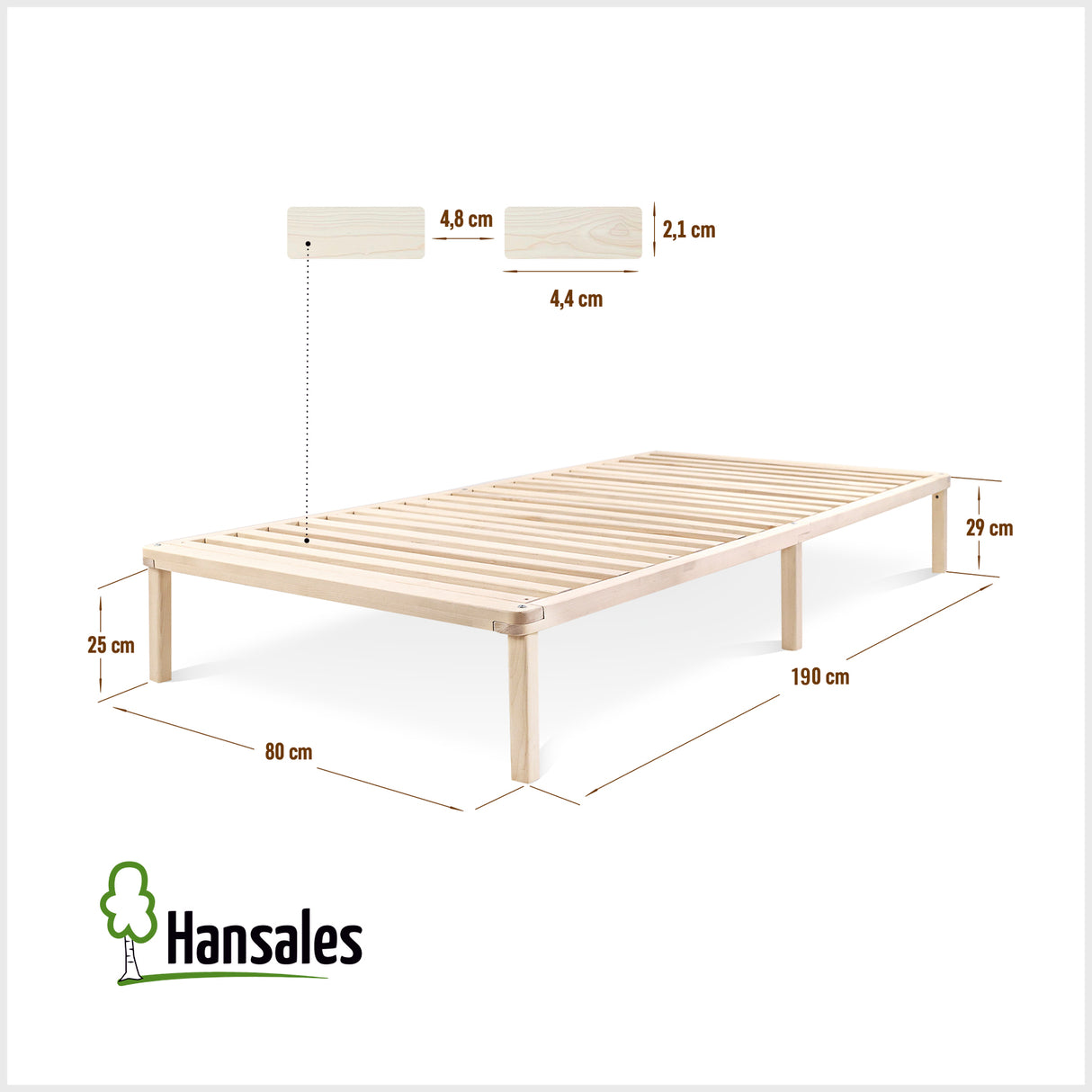 Futonbett aus Massivholz Birke 80x190