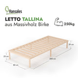 Futonbett aus massivem Kiefernholz 80x200