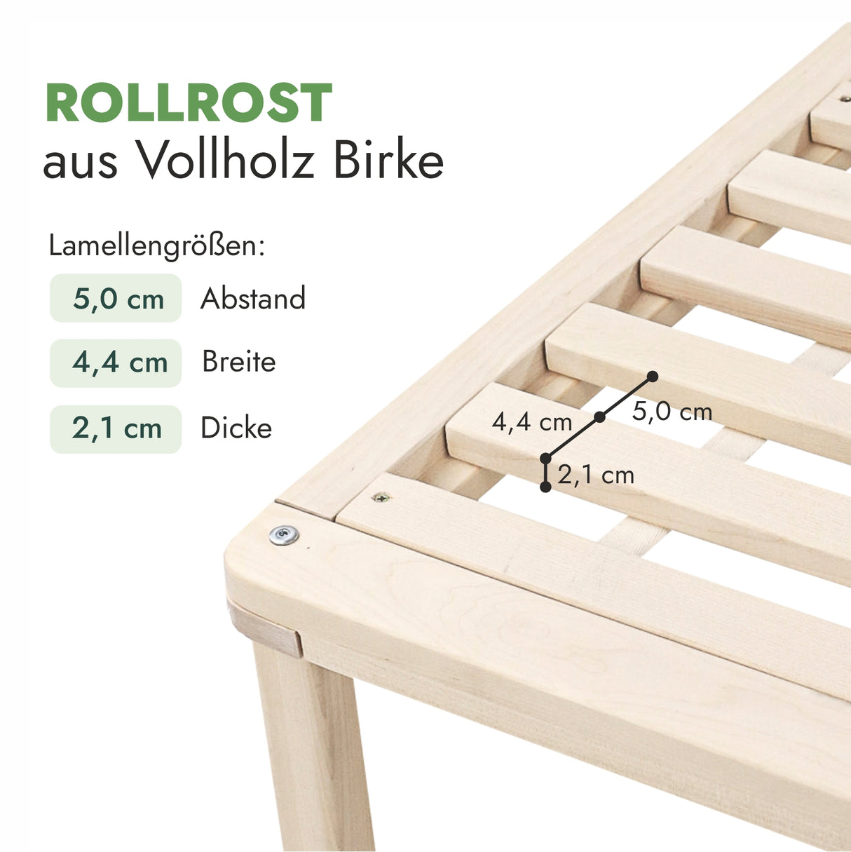 Futonbett aus Massivholz Birke 90x200