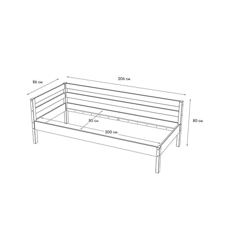 Holzbett 80x200 cm mit  winkelformiger Rückenlehne Scandi Style