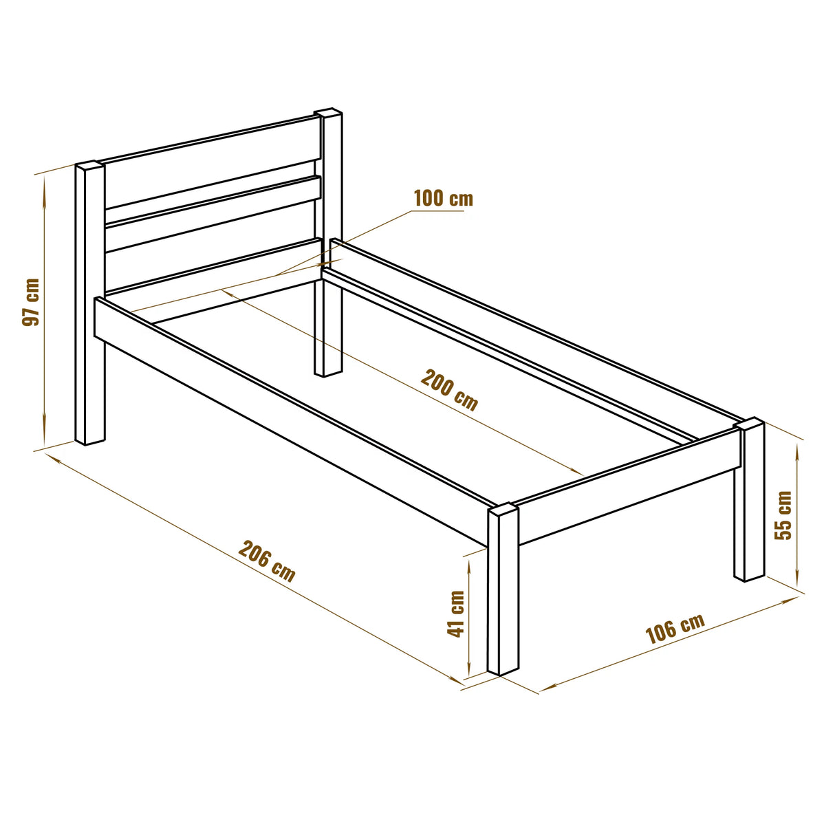 Seniorenbett 100x200 Liegehöhe 55 cm