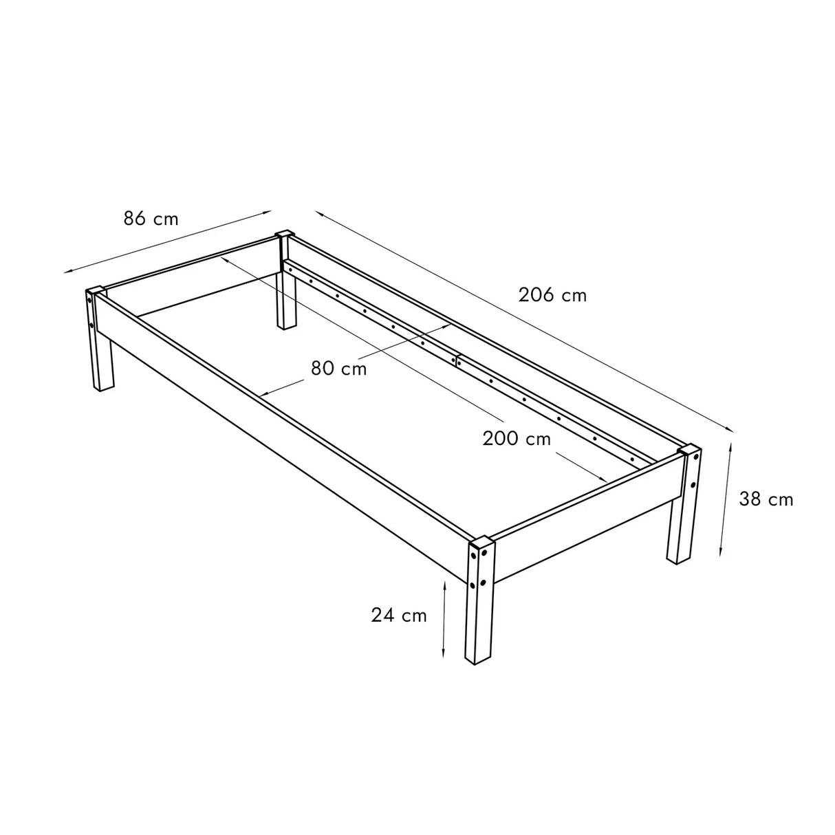 Massivholz Bett 80x200 Lauli Scandi Style