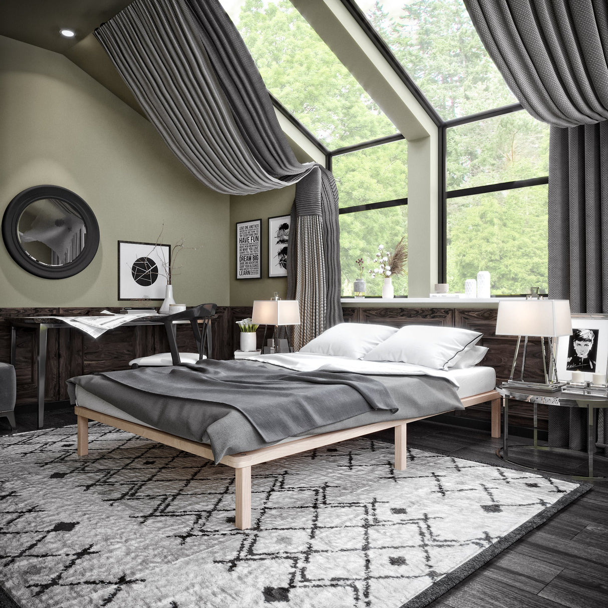 Futonbett aus Massivholz Birke 140x190