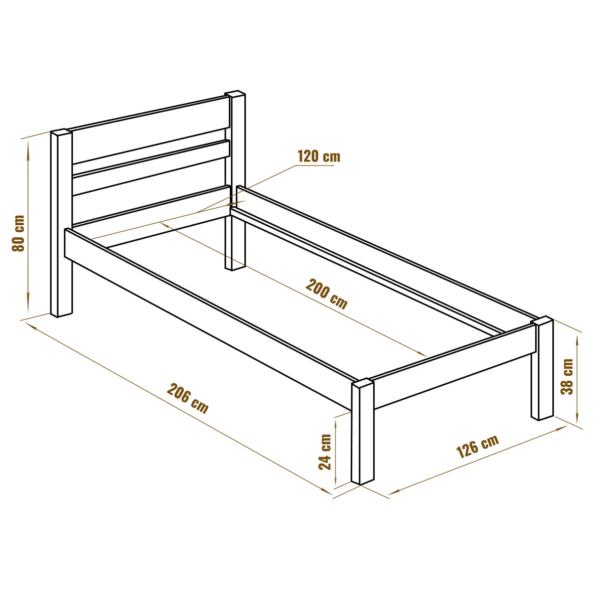 Holz Bett 120x200