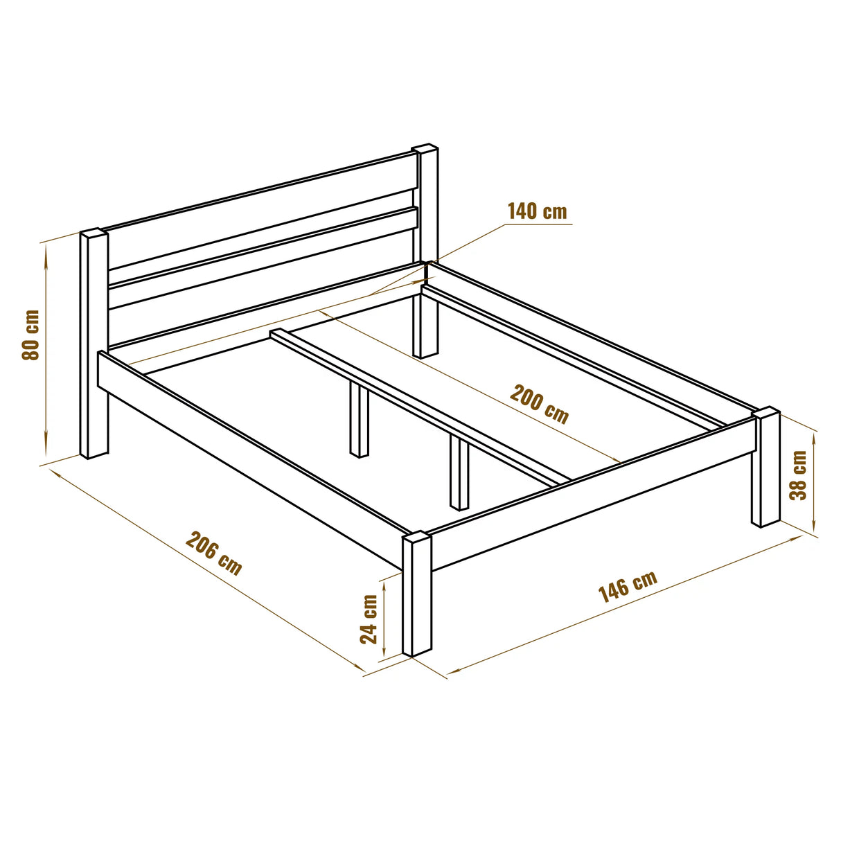 Holz Bett 140x200