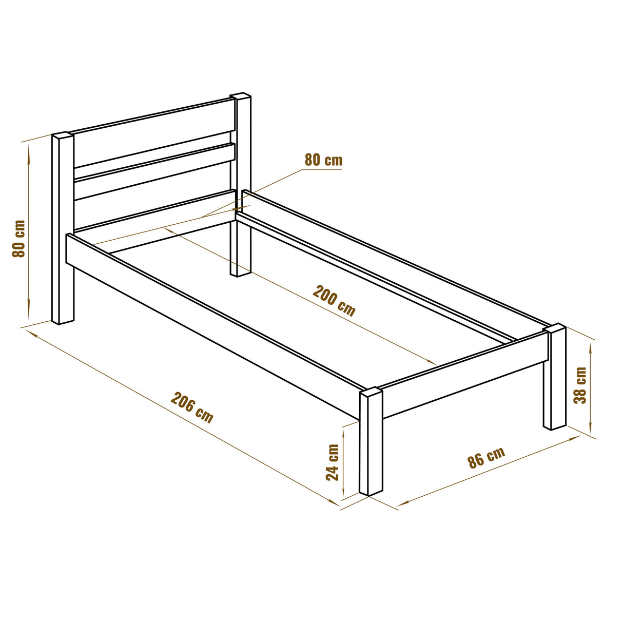 Holz Bett 80x200